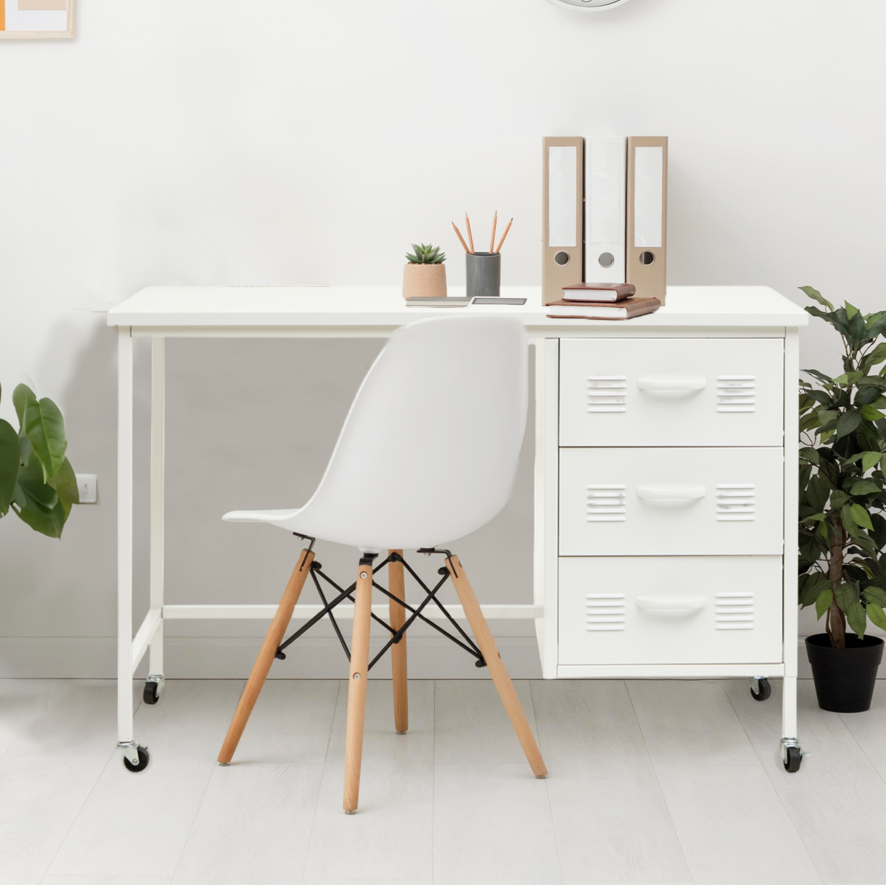 Academy Three Drawer White Desk - PN Home