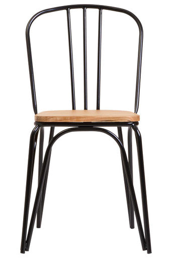 District Dining Chair Elm Wood Seat With Black Finish Metal Frame - PN Home