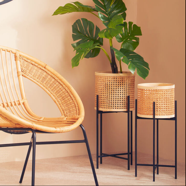 Depok Small Rattan Planter with Metal Stand - PN Home