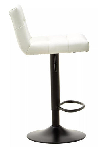 Baina White Leather Effect Adjustable Bar Stool with Black Base