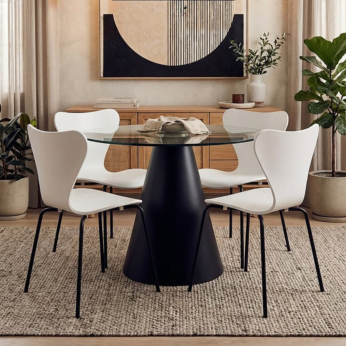 Laila White Seat and Black Legs Dining Chair - PN Home