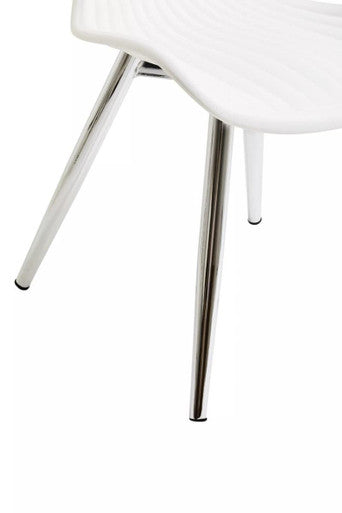 Laila Dining Chair With White Seat And Silver Chrome Legs