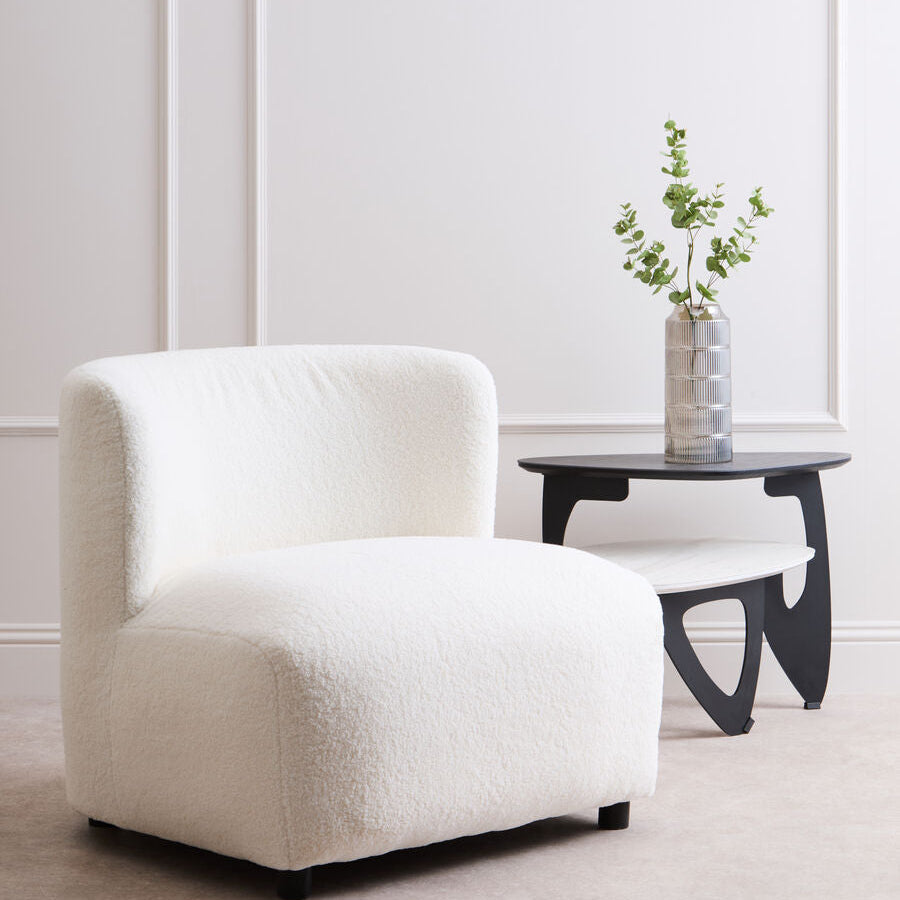 Montreal Ivory Boucle Effect Armless Lounge Chair - PN Home
