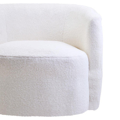 Montreal Ivory Boucle Effect Curved Lounge Chair With Swivel Base - PN Home
