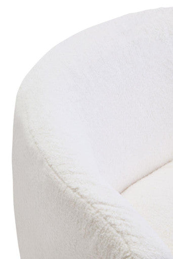 Montreal Ivory Boucle Effect Curved Lounge Chair With Swivel Base - PN Home