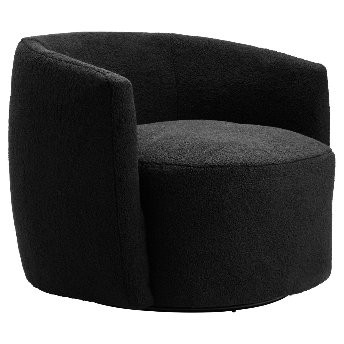 Montreal Black Boucle Effect Curved Lounge Chair With Swivel Base - PN Home