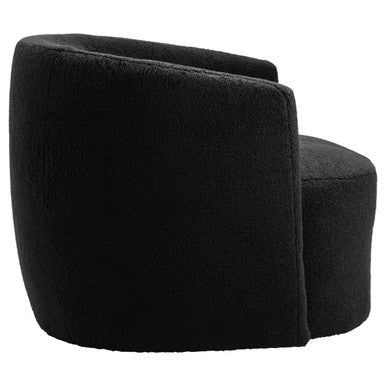 Montreal Black Boucle Effect Curved Lounge Chair With Swivel Base - PN Home