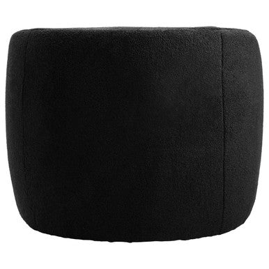 Montreal Black Boucle Effect Curved Lounge Chair With Swivel Base
