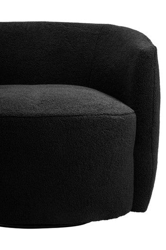 Montreal Black Boucle Effect Curved Lounge Chair With Swivel Base