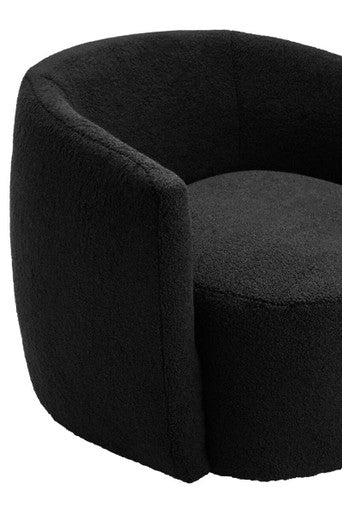 Montreal Black Boucle Effect Curved Lounge Chair With Swivel Base