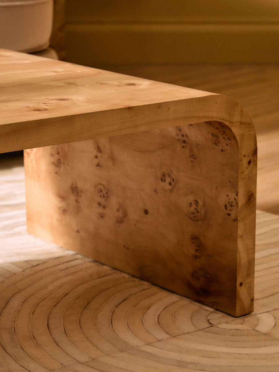Mota Burl Wood Design Curved Coffee Table - PN Home