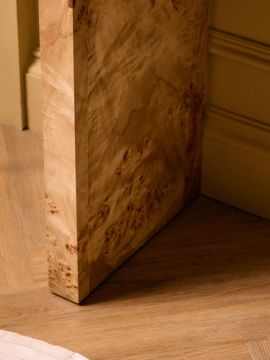 Mota Burl Wood Design Curved Console Table