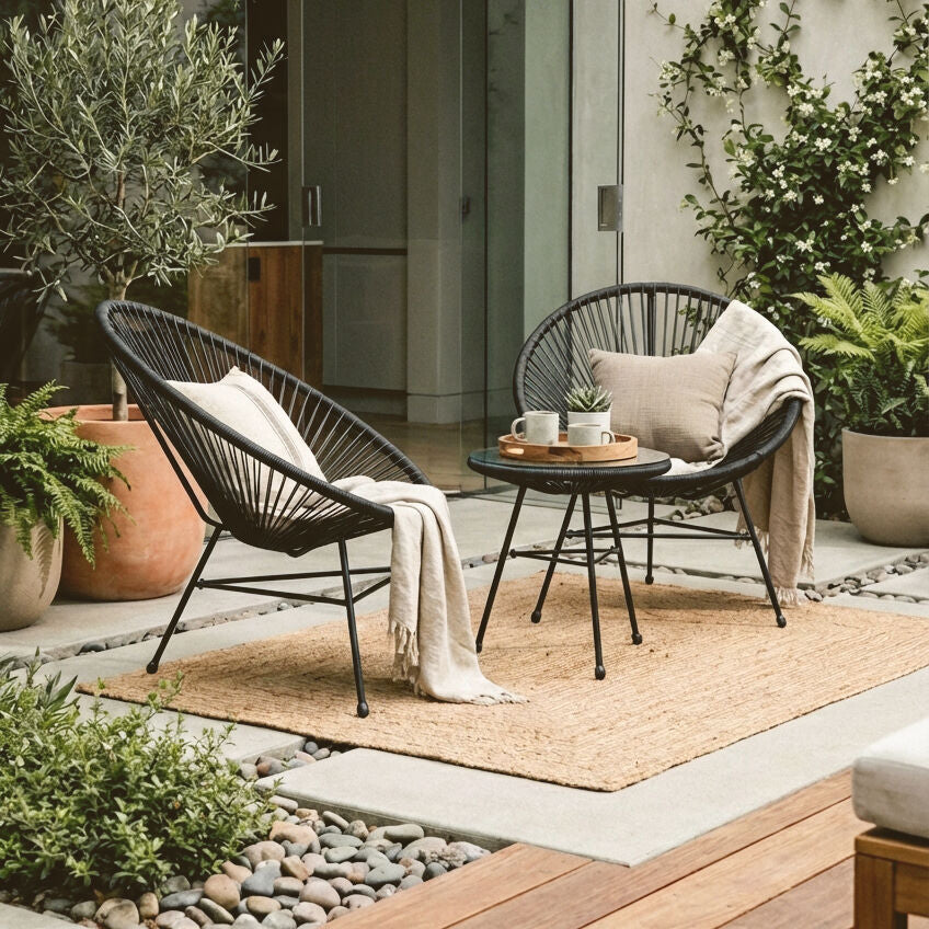 Miami Black Rattan 3 Piece Patio Set - PN Home