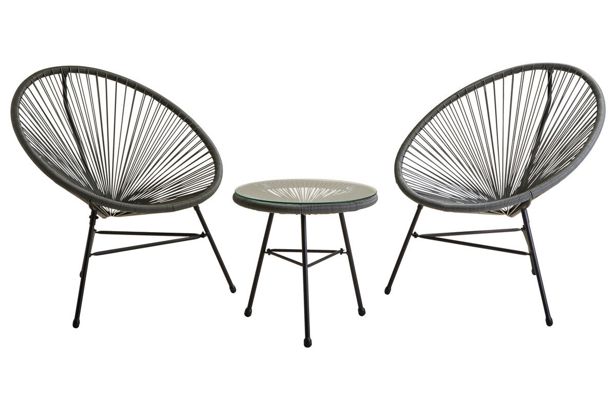 Miami Grey 3 Piece Rattan Patio Set - PN Home