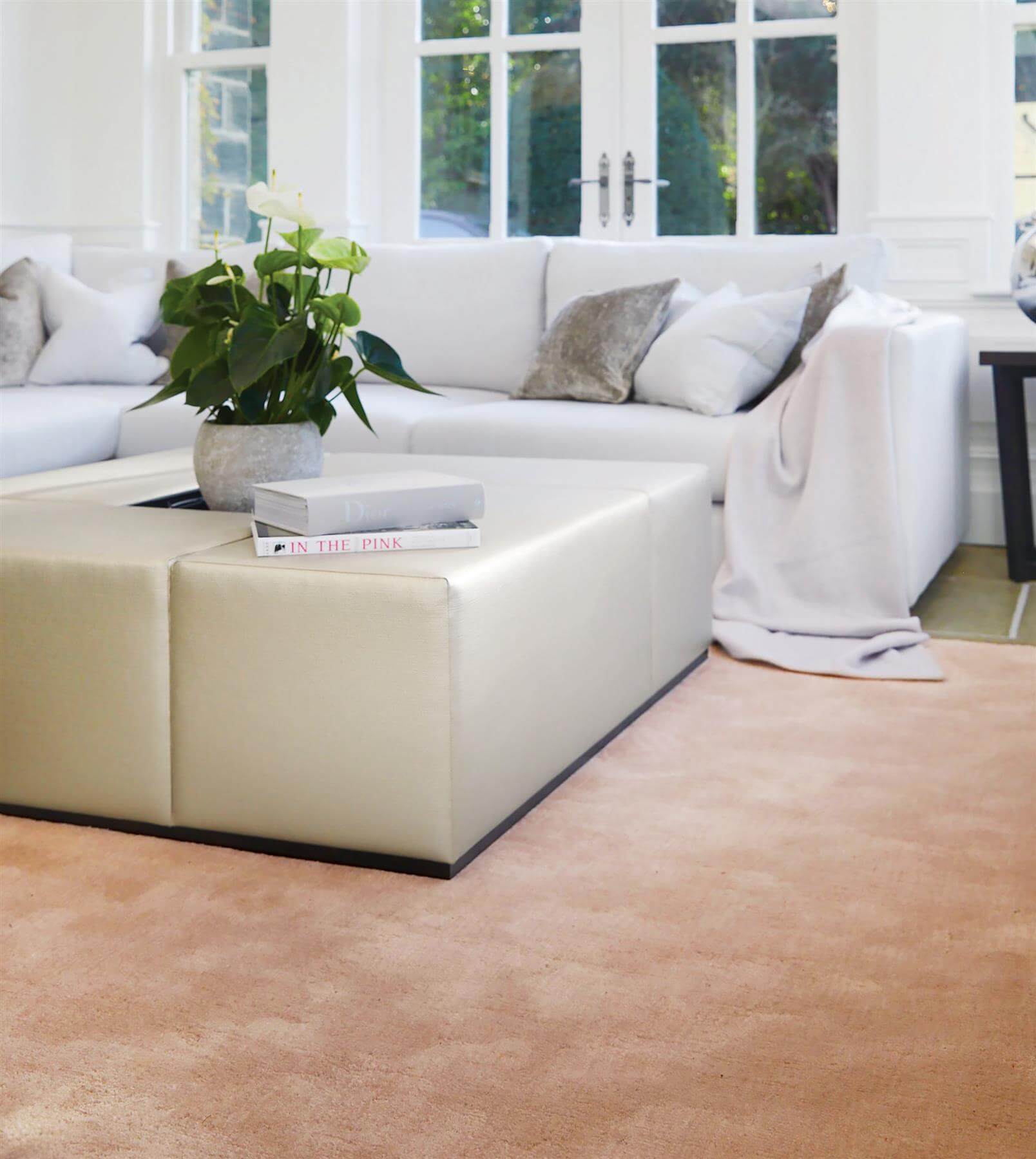 Hush Solid Coral Pink Luxury Rug - PN Home