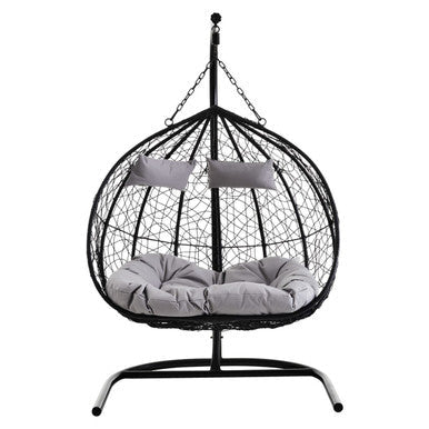 Goa Black Rattan Effect Double Hanging Chair - PN Home