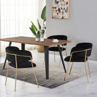 Atarah Rocco LUX 5PCs Dining Set includes an Oak Dining Table and Set of 4 Black Dining Chairs