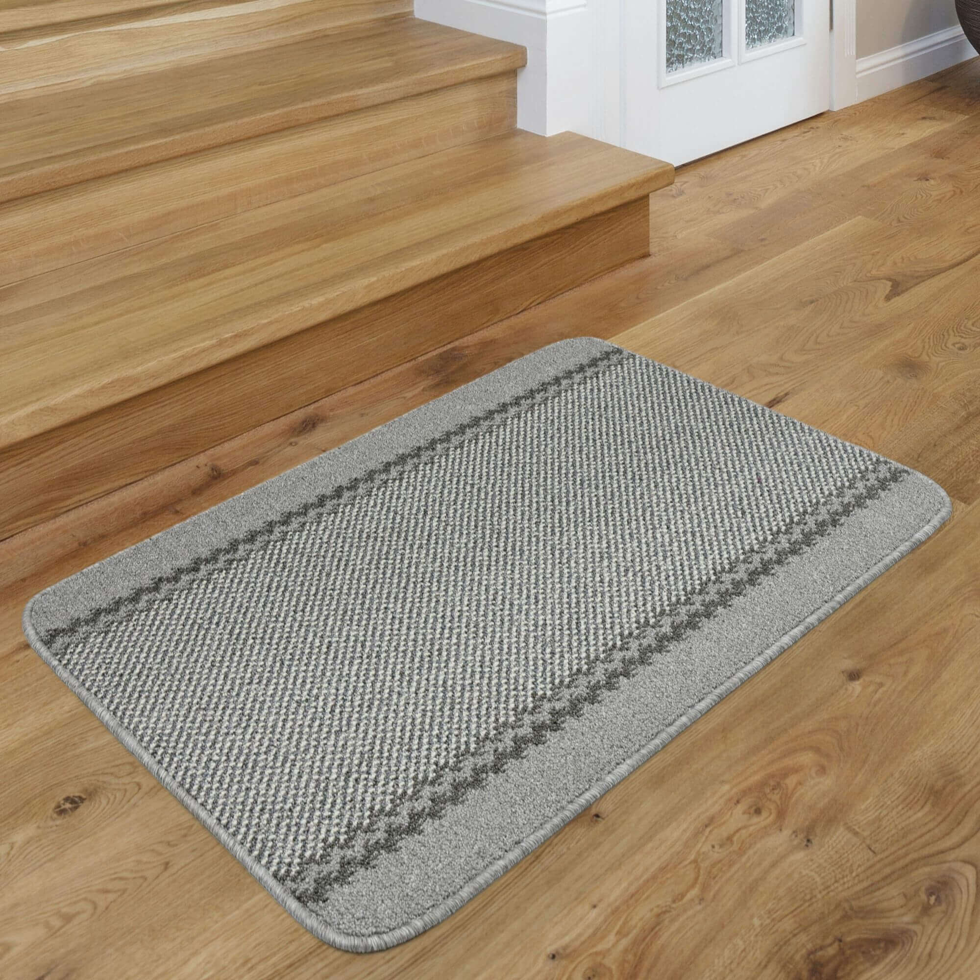 Washable Designer Bordered Grey Rug | 116G - PN Home