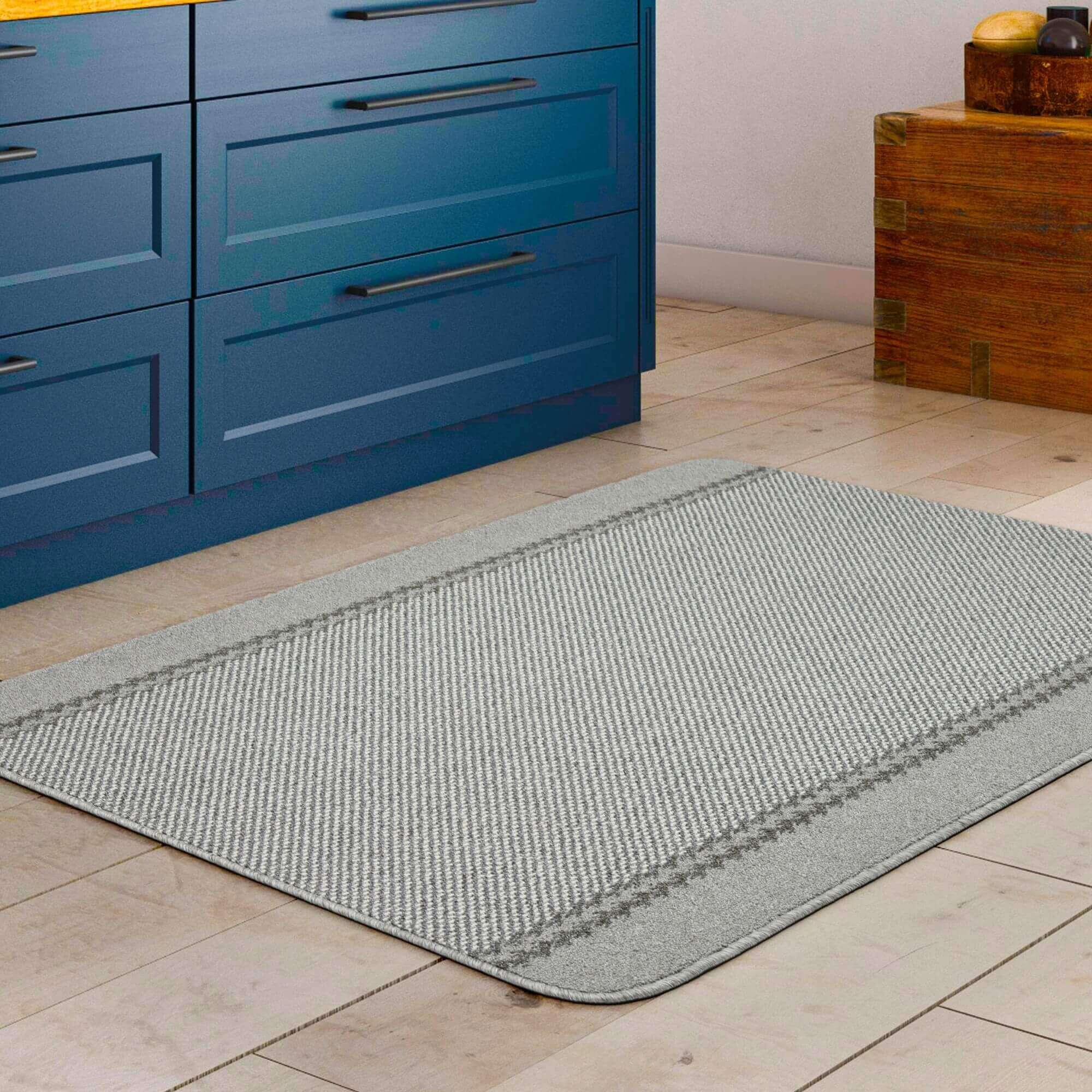 Washable Designer Bordered Grey Rug | 116G - PN Home