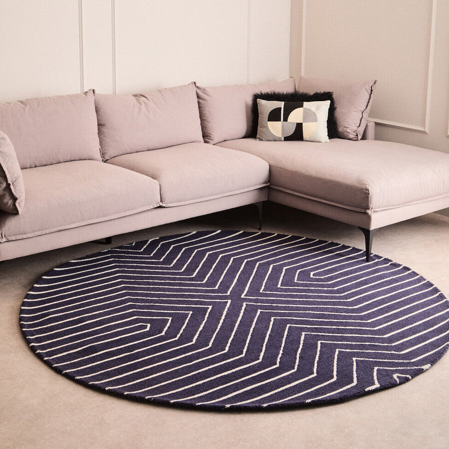 Bosie Moyo Blue And White Round Rug - PN Home