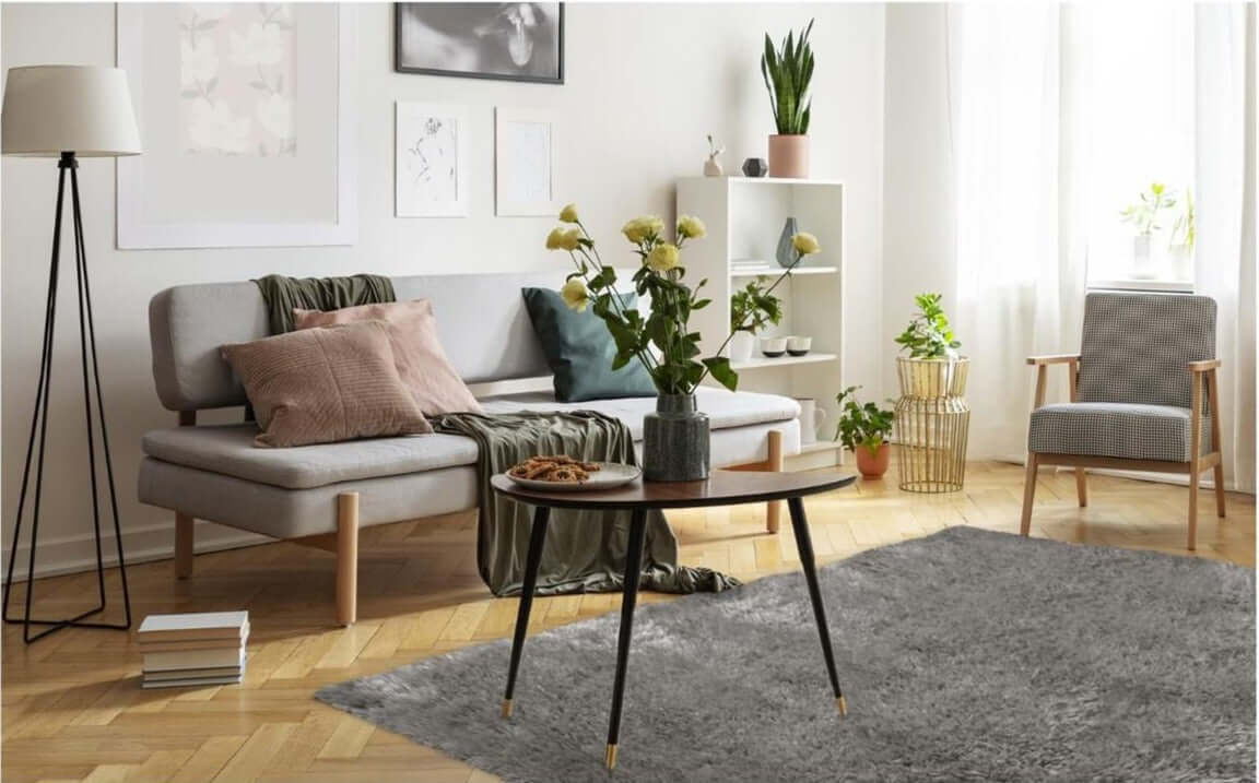 Lagom Grey Shaggy Rugs - PN Home