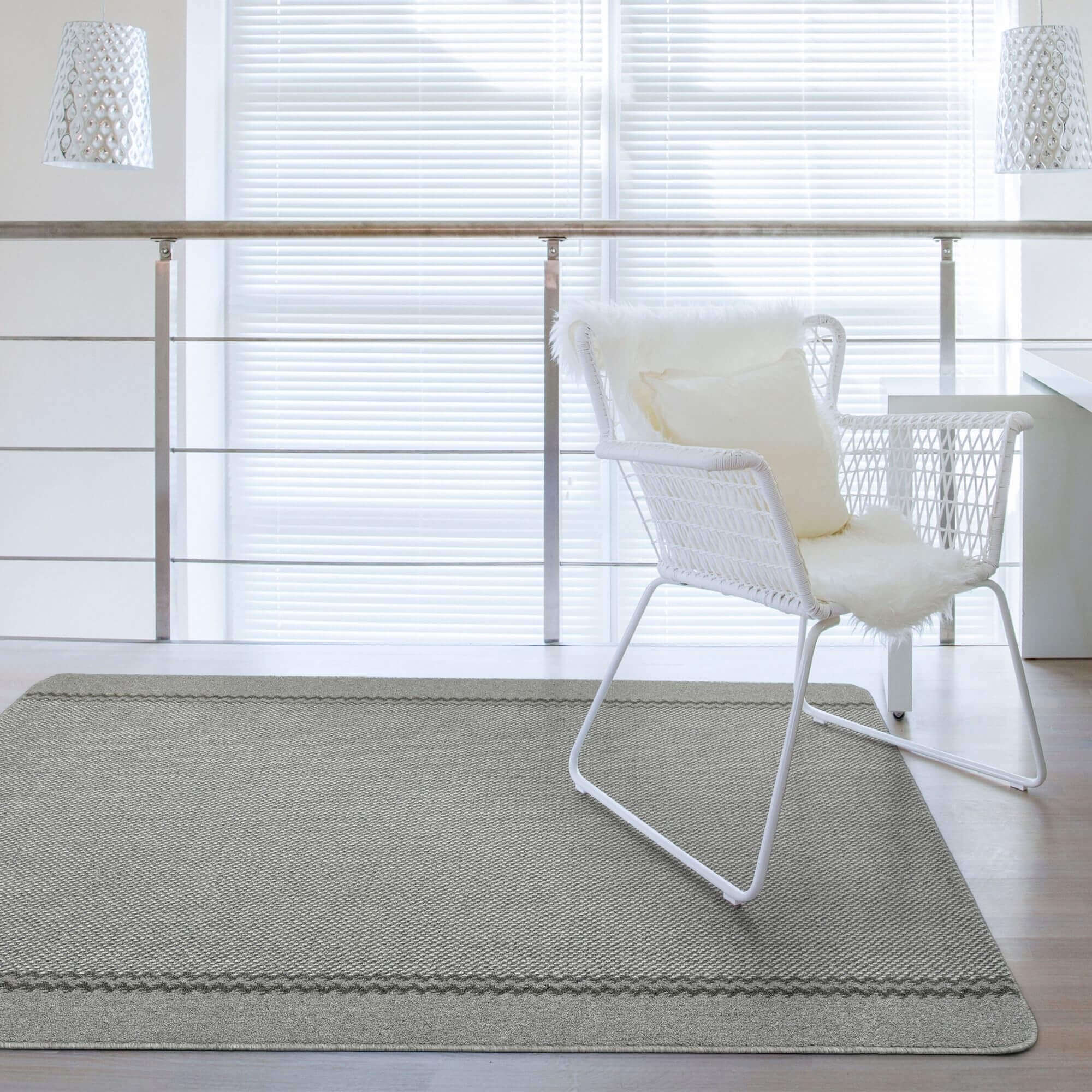 Washable Designer Bordered Grey Rug | 116G - PN Home