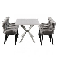 Oxford Duke LUXWhite  Dining Set with White Table and 6 Dining Chairs