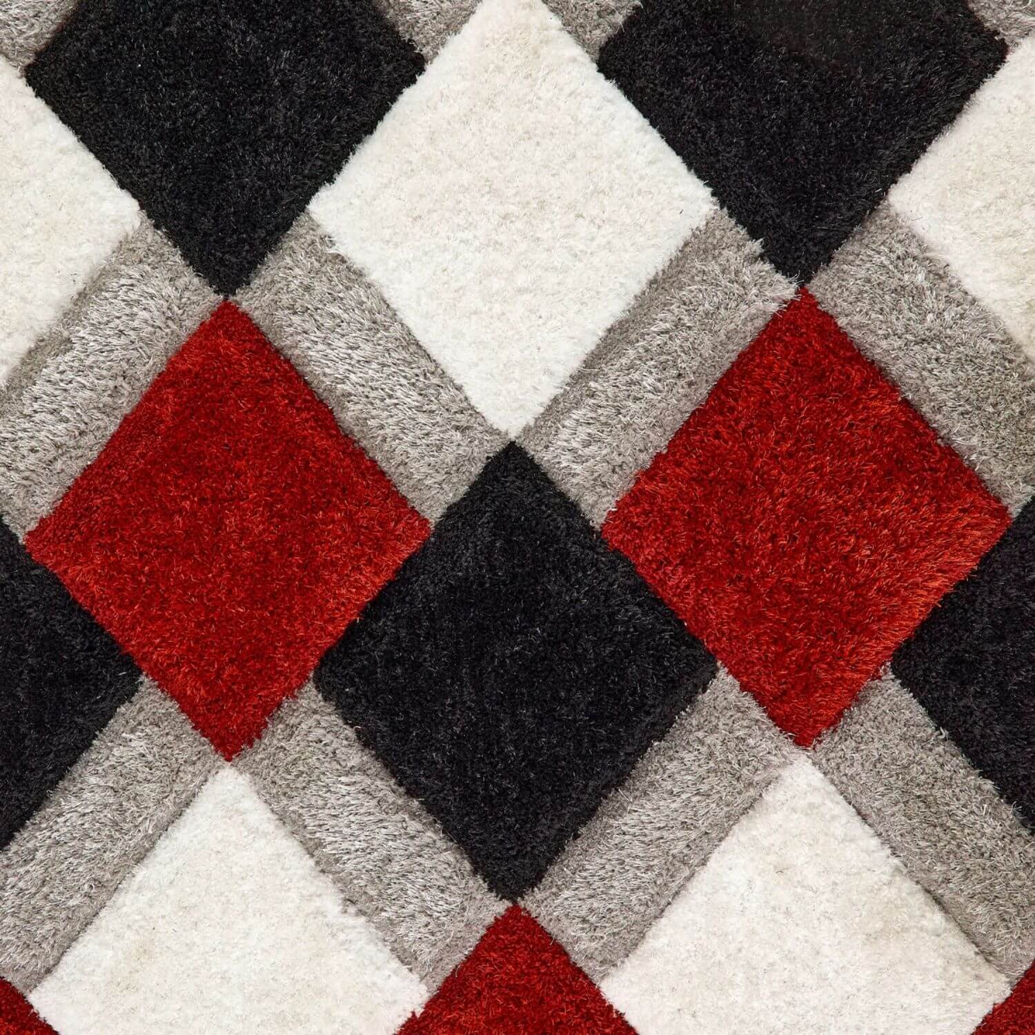 3D Red Geometric Shaggy Rug - PN Home