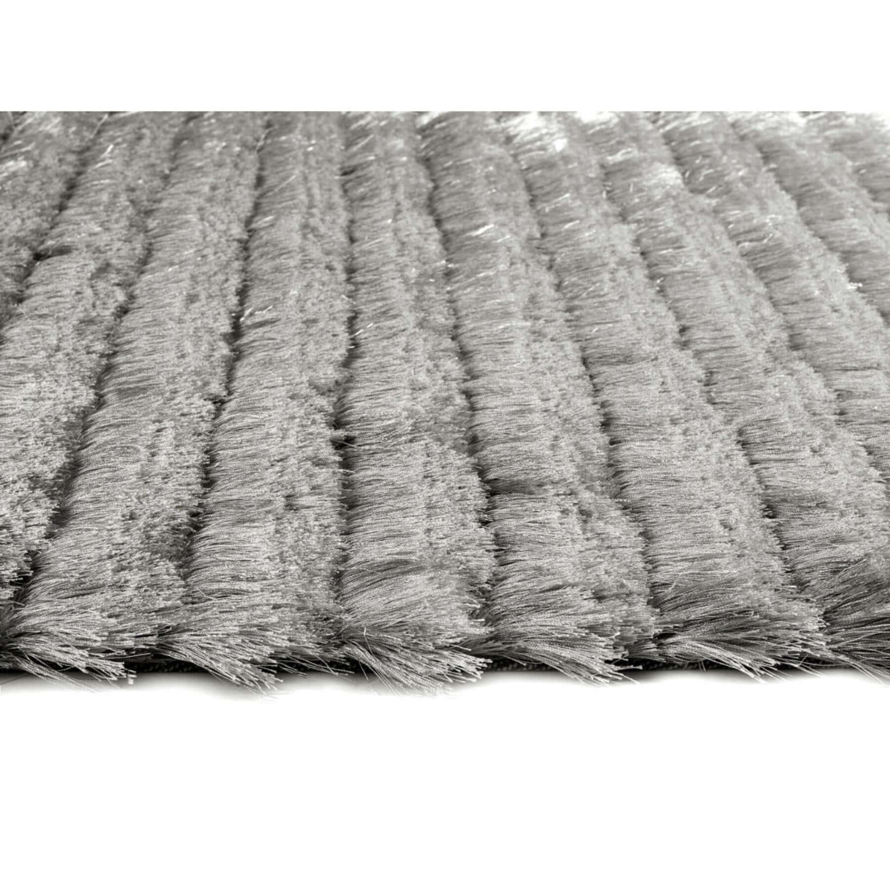 Carved Glamour Silver Grey Shaggy Rug - PN Home