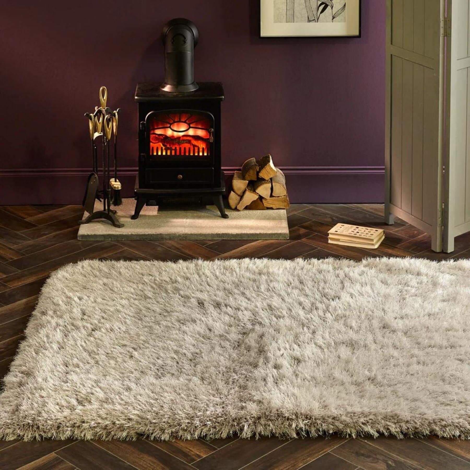 Extravagance Silver Grey Shaggy Rug - PN Home