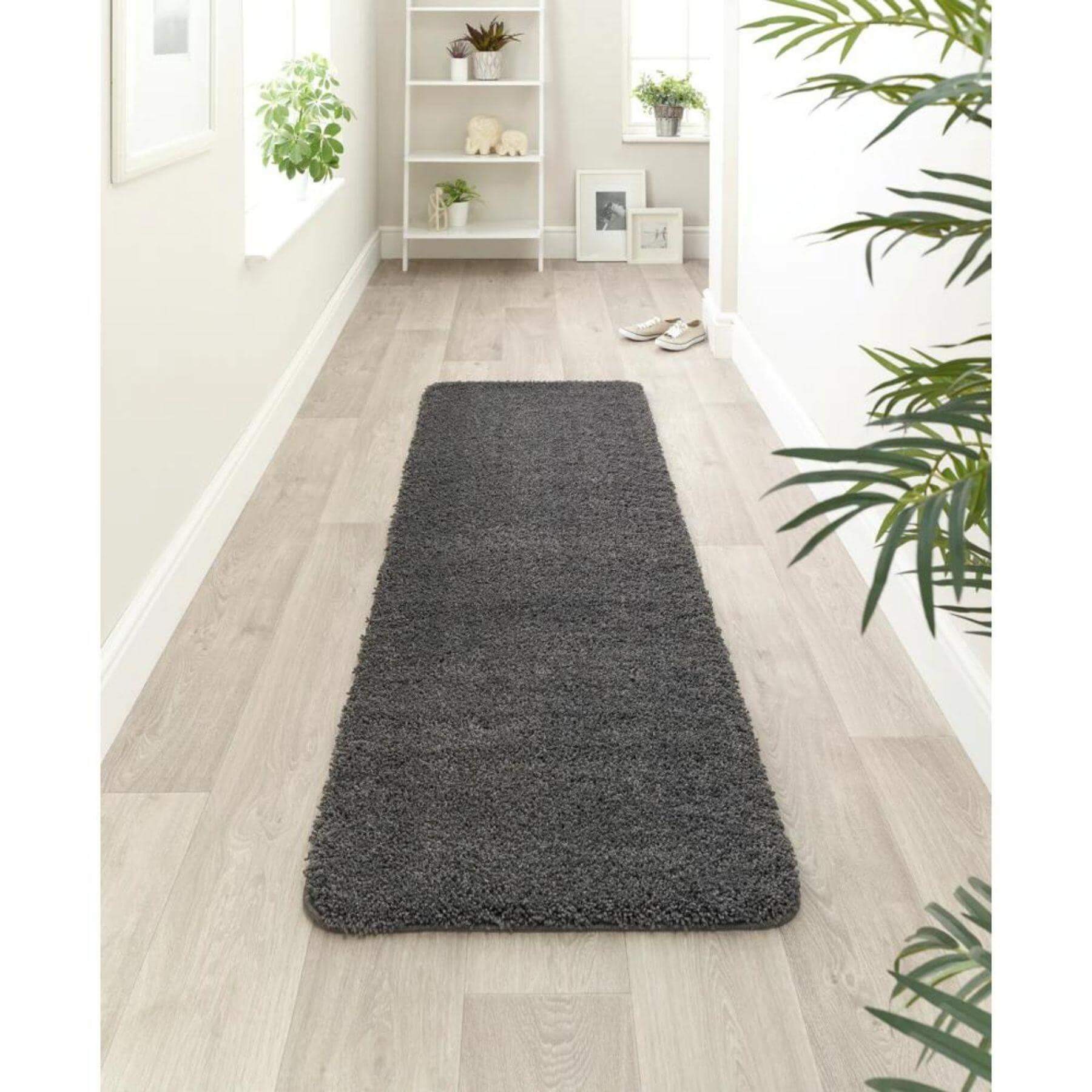 Washable Charcoal Shaggy Rug - PN Home