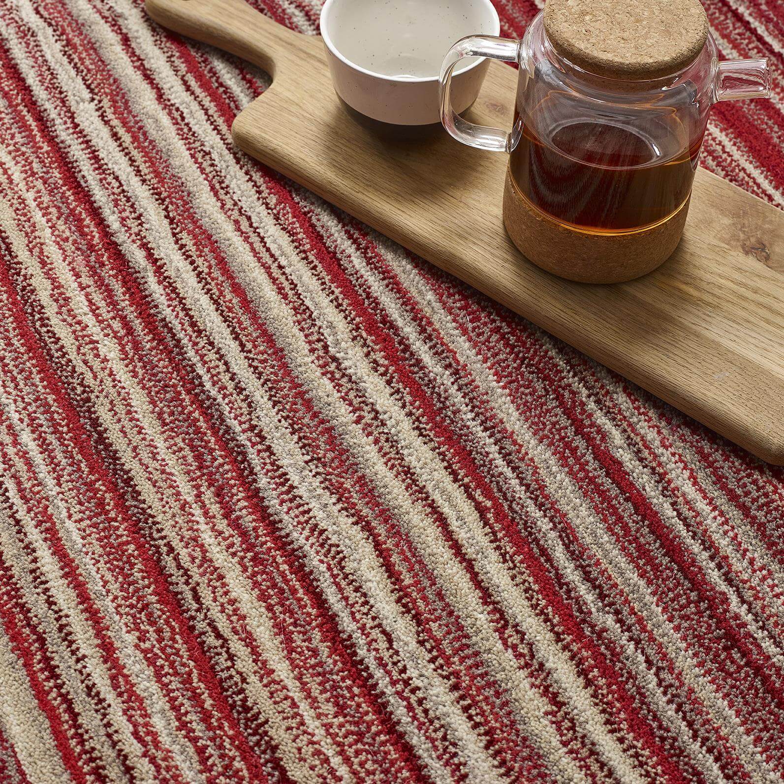 Fine Stripes Red Wool Rug - PN Home