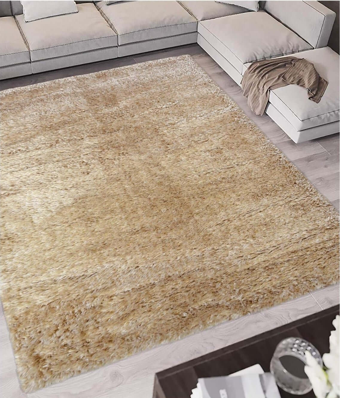 Lagom Natural Shaggy Rug - PN Home