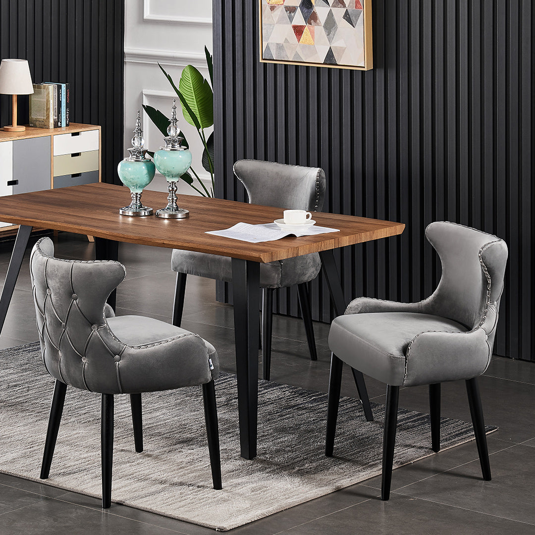 Oxford Rocco LUX 5PCs Dining Set includes an Oak Dining Table and Set of 4 Dining Chairs