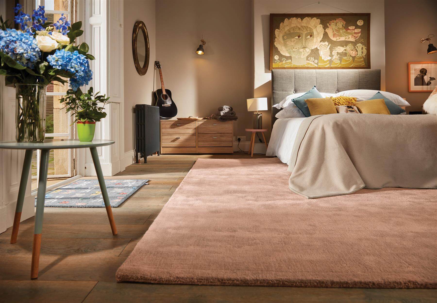 Hush Solid Coral Pink Luxury Rug - PN Home