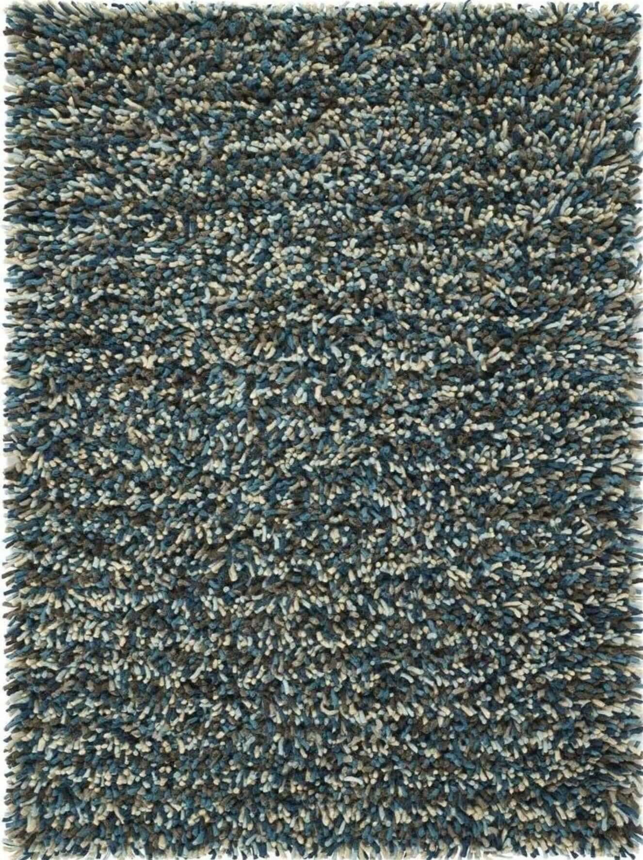 Rocks Blue Shaggy Pile Wool Rug - PN Home