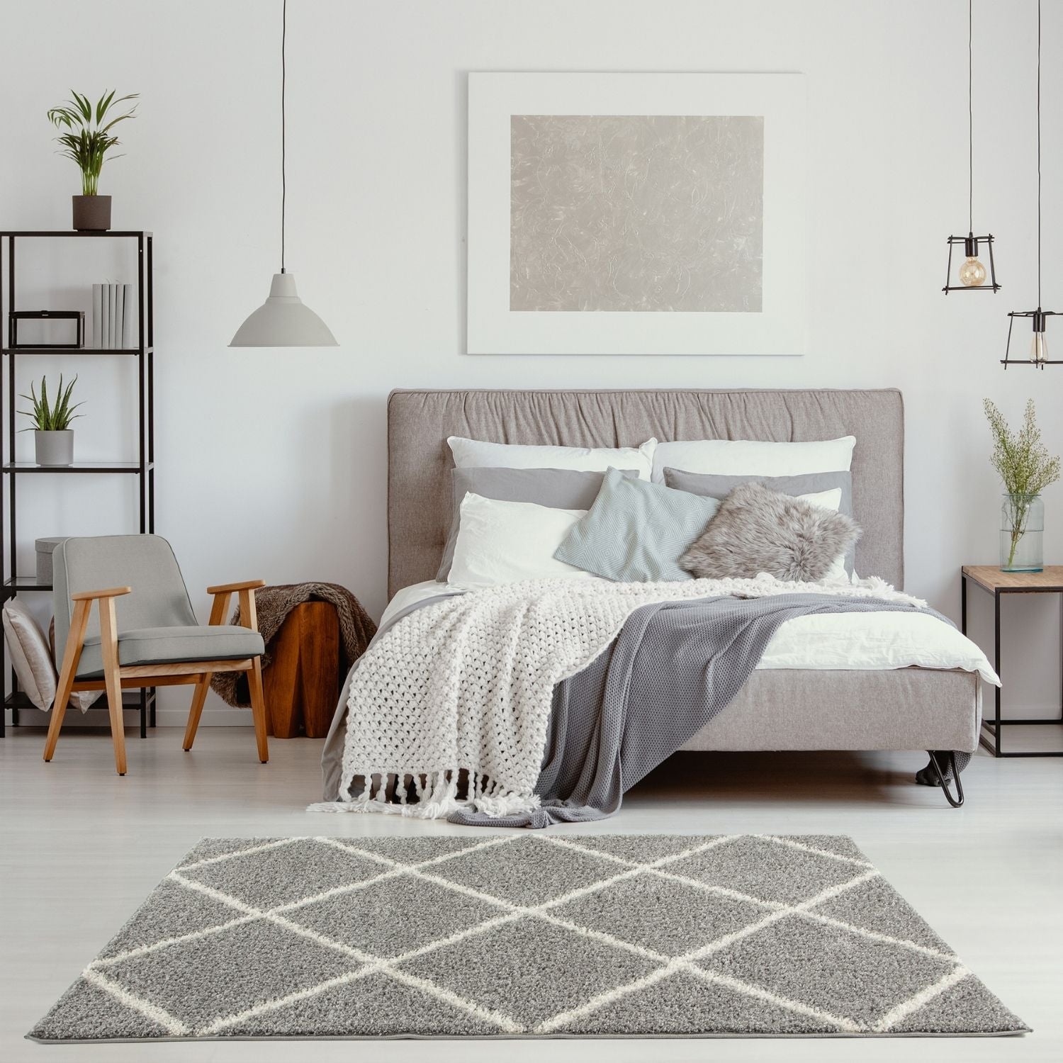 Moroccan Grey Shaggy Rug | 510 - PN Home