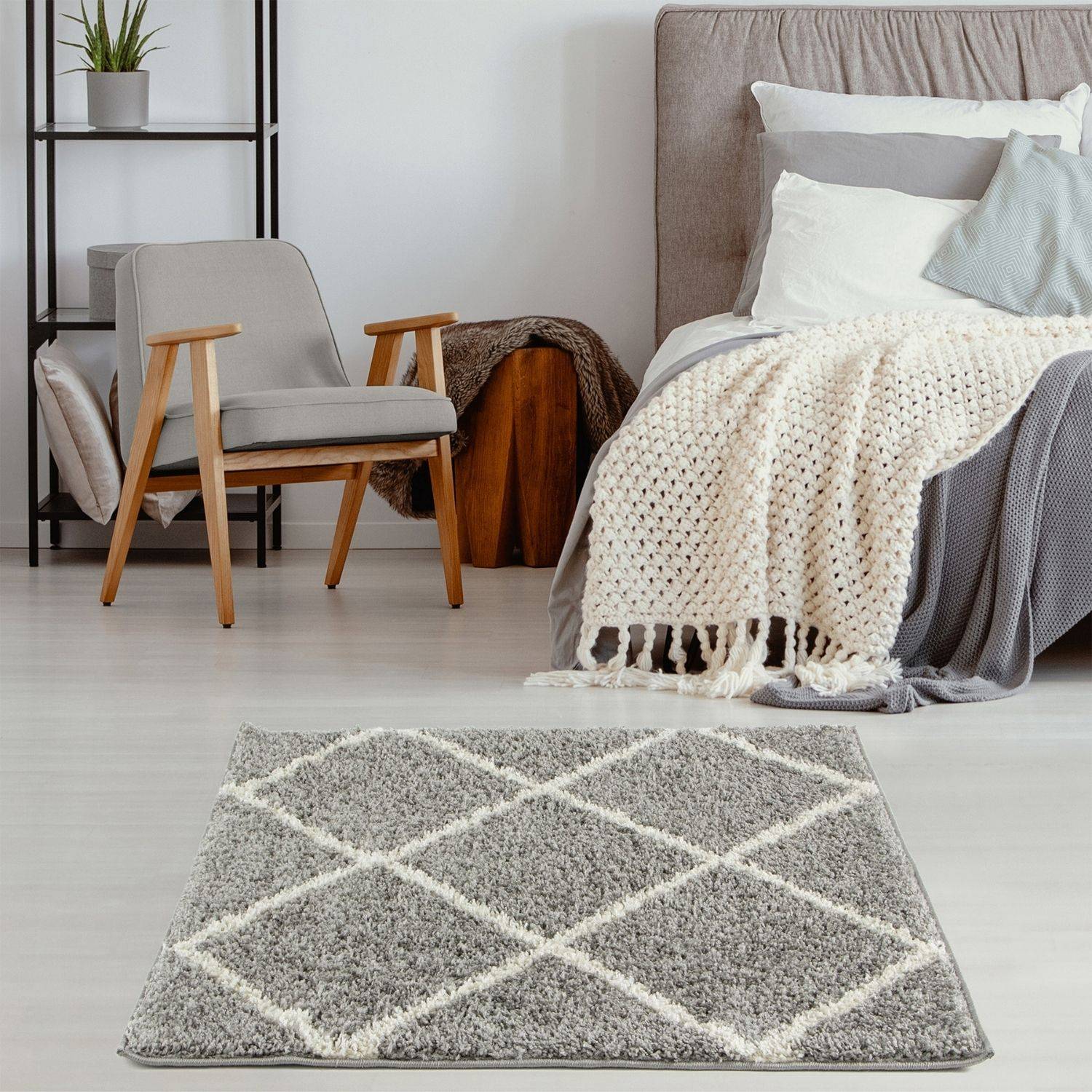 Moroccan Grey Shaggy Rug | 510 - PN Home