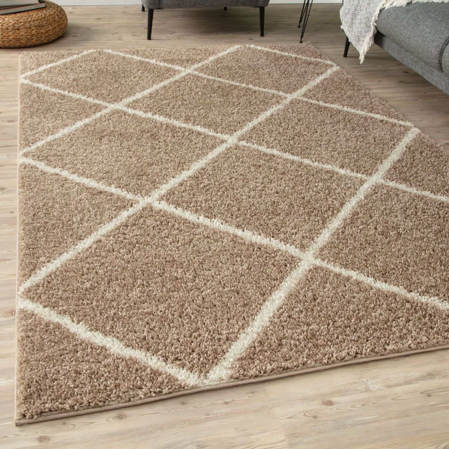 Moroccan Beige Shaggy Rug | 520 - PN Home