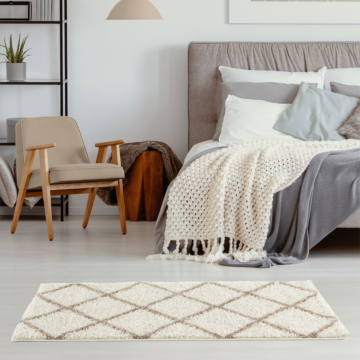 Moroccan Ivory Shaggy Rug | 530 - PN Home