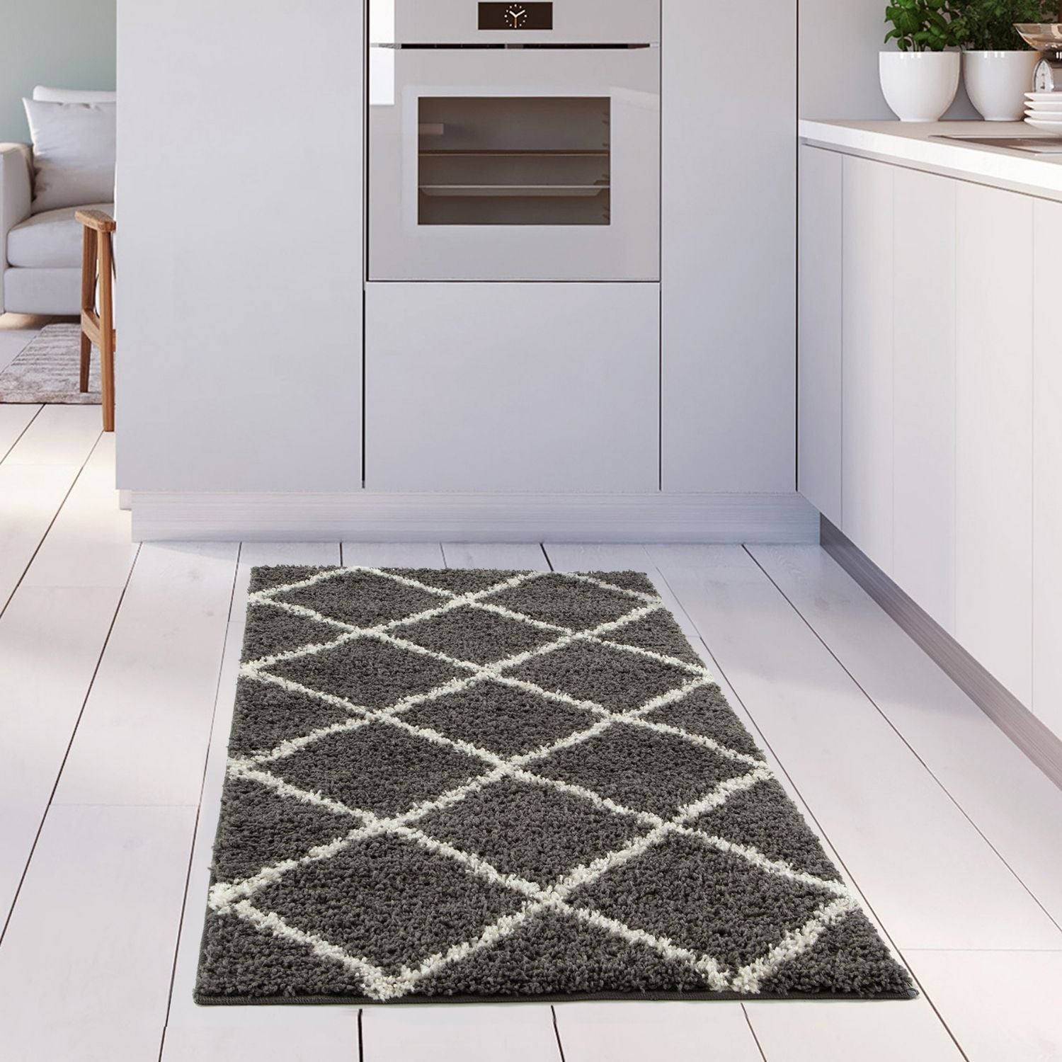 Moroccan Dark Grey Shaggy Rug | 540 - PN Home