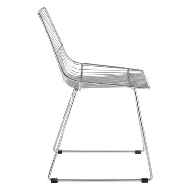 District Chrome Metal Wire Tapered Legs Chair