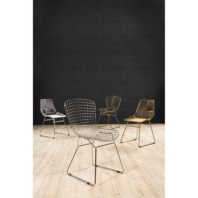 District Chrome Metal Wire Tapered Legs Chair
