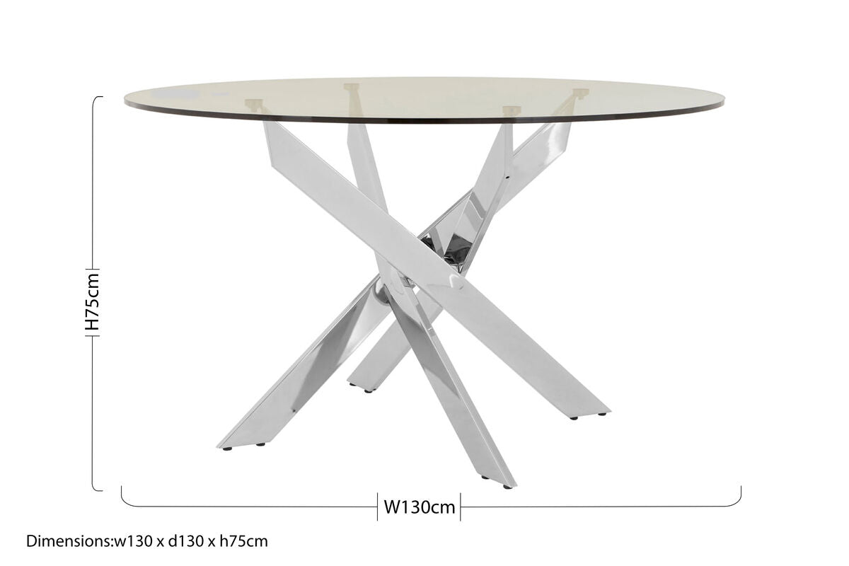 Allure Round Dining Table With Chrome Intersected Legs - PN Home