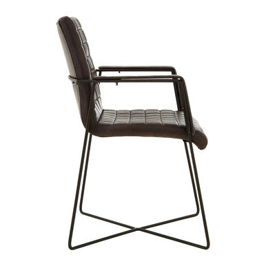 Buffalo Black Leather Weave Chair