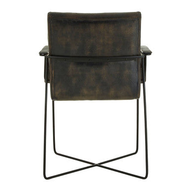 Buffalo Iron And Grey Leather Weave Chair