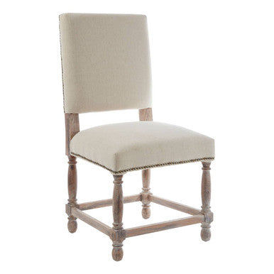 Lyon Linen Dining Chair with Oak Wood Whitewash Finish - PN Home
