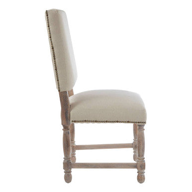 Lyon Linen Dining Chair with Oak Wood Whitewash Finish - PN Home