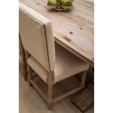 Lyon Linen Dining Chair with Oak Wood Whitewash Finish - PN Home