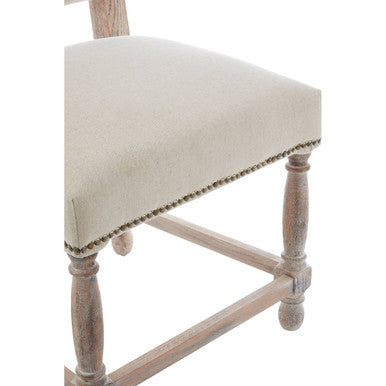 Lyon Linen Dining Chair with Oak Wood Whitewash Finish - PN Home